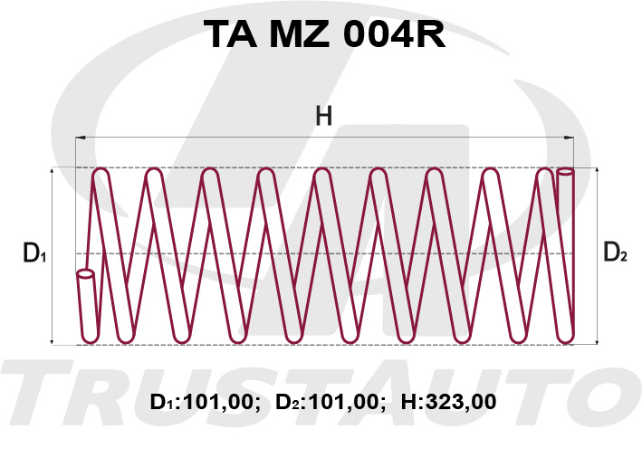 Пружина подвески усиленная (TA) DEMIO DW3W DW5W (9608-0208) D208-28-011D267-28-011D284-28-011 TRUSTAUTO TAMZ004R